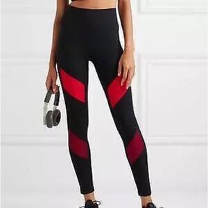 All Access Black Red Colorblock Stripe Moto High Rise Leggings M